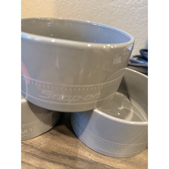 Lot of 3 SNAP-ON TOOLS Logo STONEWARE Soup Chili Dip Bowl 13 YFSM131 5” Gray - Picture 2 of 2